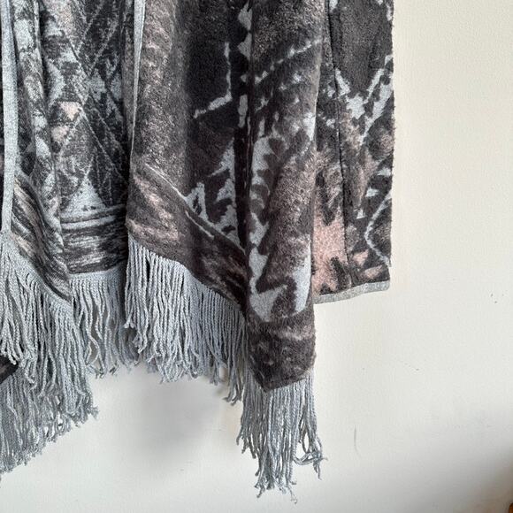 Lucky Brand Fringed Brushed Knit Cardigan Sweater Boho Southwest Open Front S - Picture 5 of 10